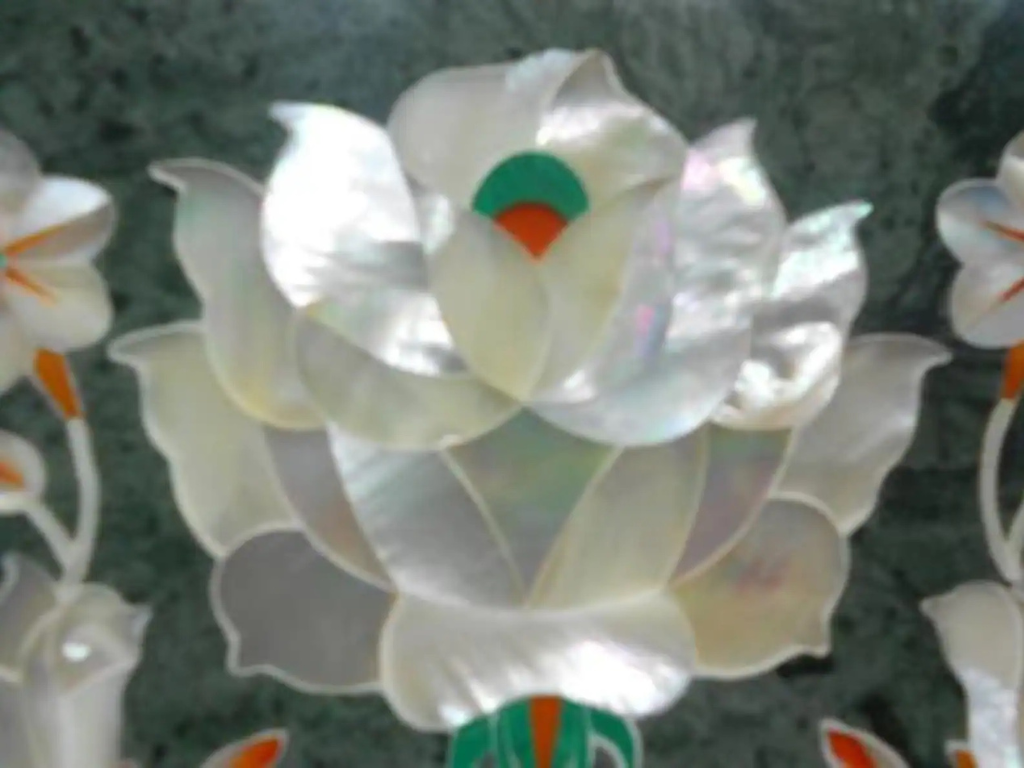 Luxury Round Marble Table with Floral MOP Inlay
